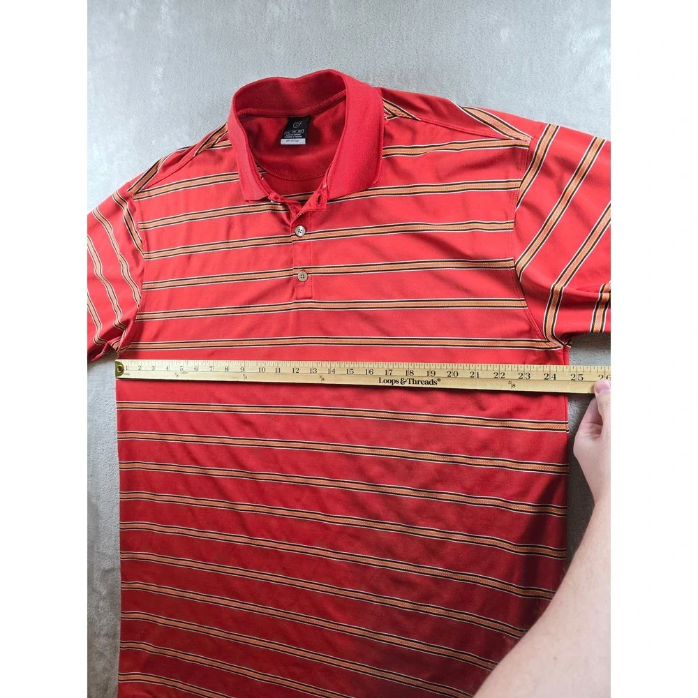 Vintage Nike Dri Fit UV Golf‎ Polo Shirt Mens XXL Red Stripe Short Sleeve Y2K